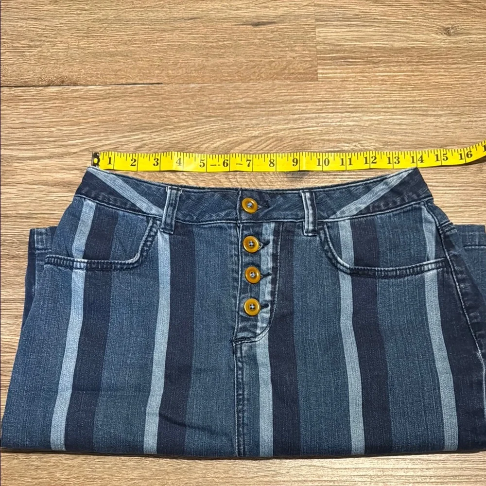 Maeve by Anthropologie Striped Button Front Midi Denim Skirt Size 6 - Picture 3 of 7